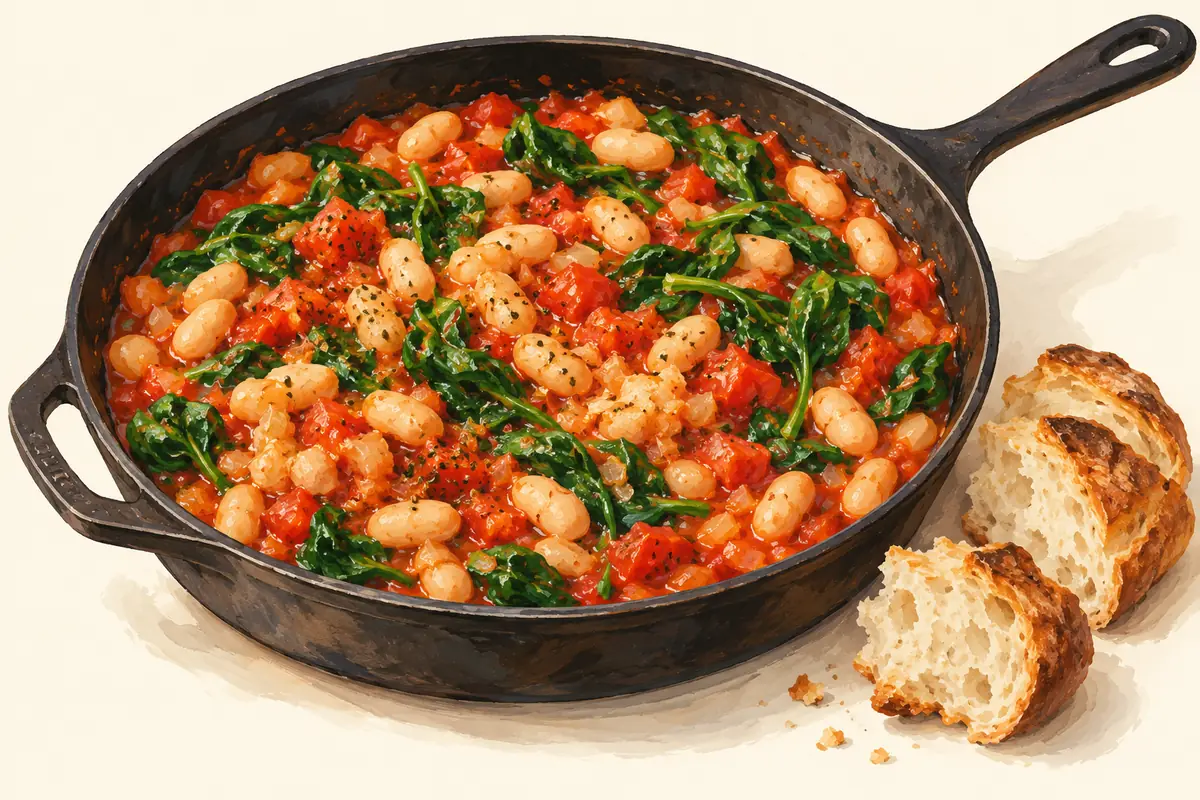Illustration of Tomato and white-bean skillet