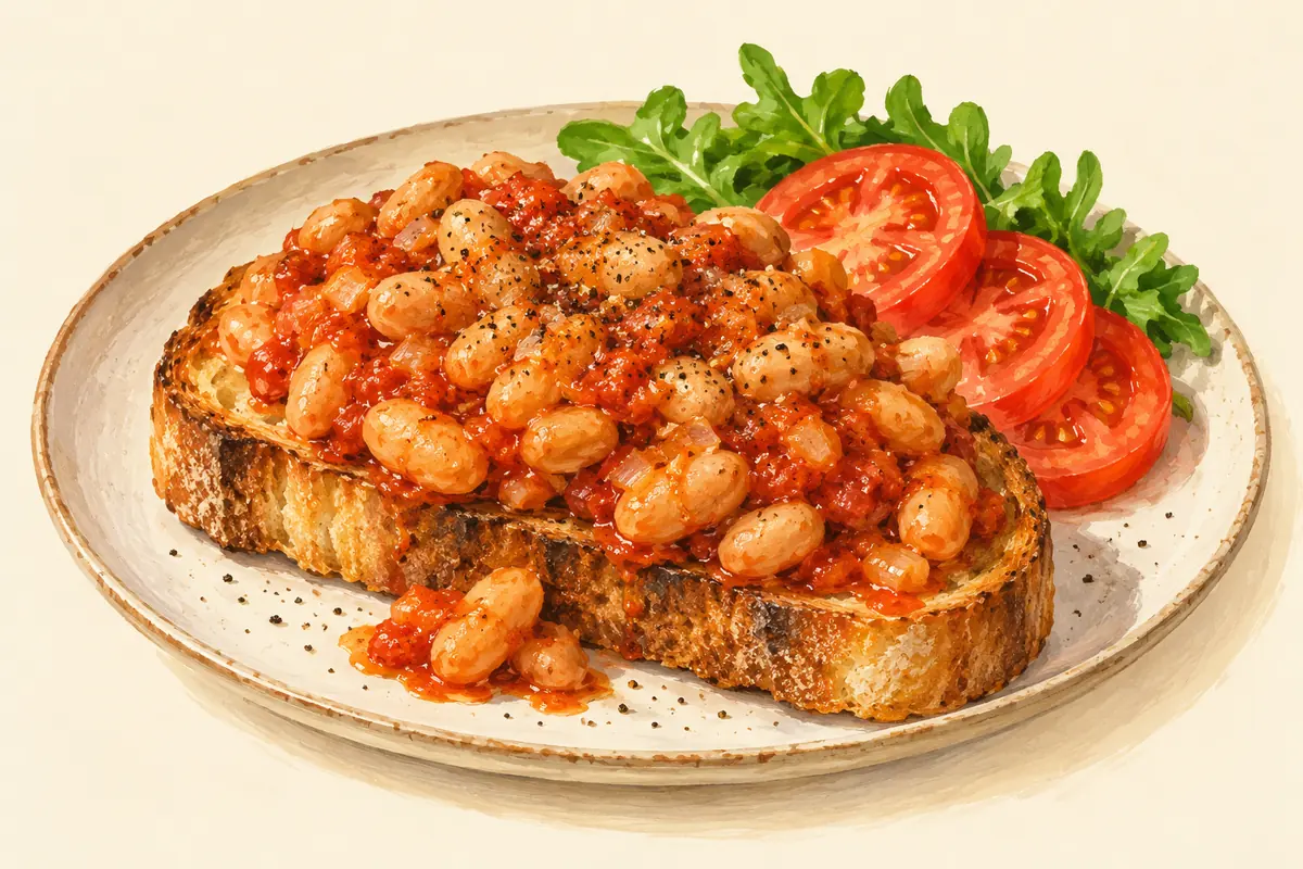 Illustration of Smoky beans on thick toast