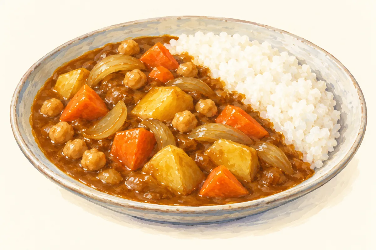 Illustration of Vegetable curry rice