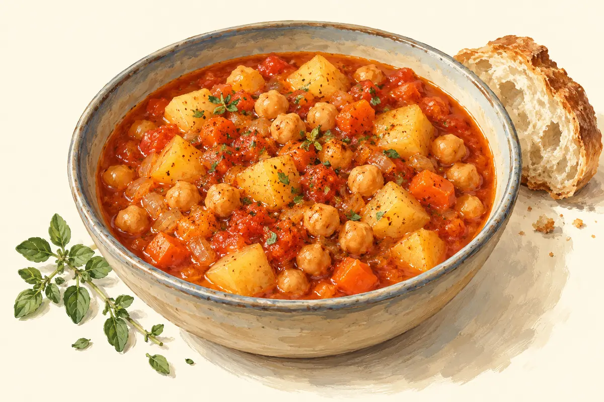 Illustration of Dinner four: chickpea and potato stew