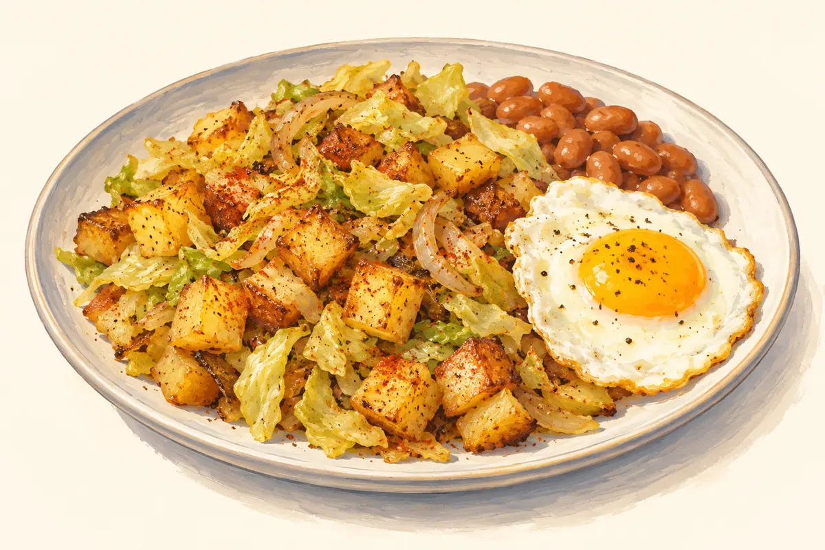 Illustration of A cabbage and potato hash